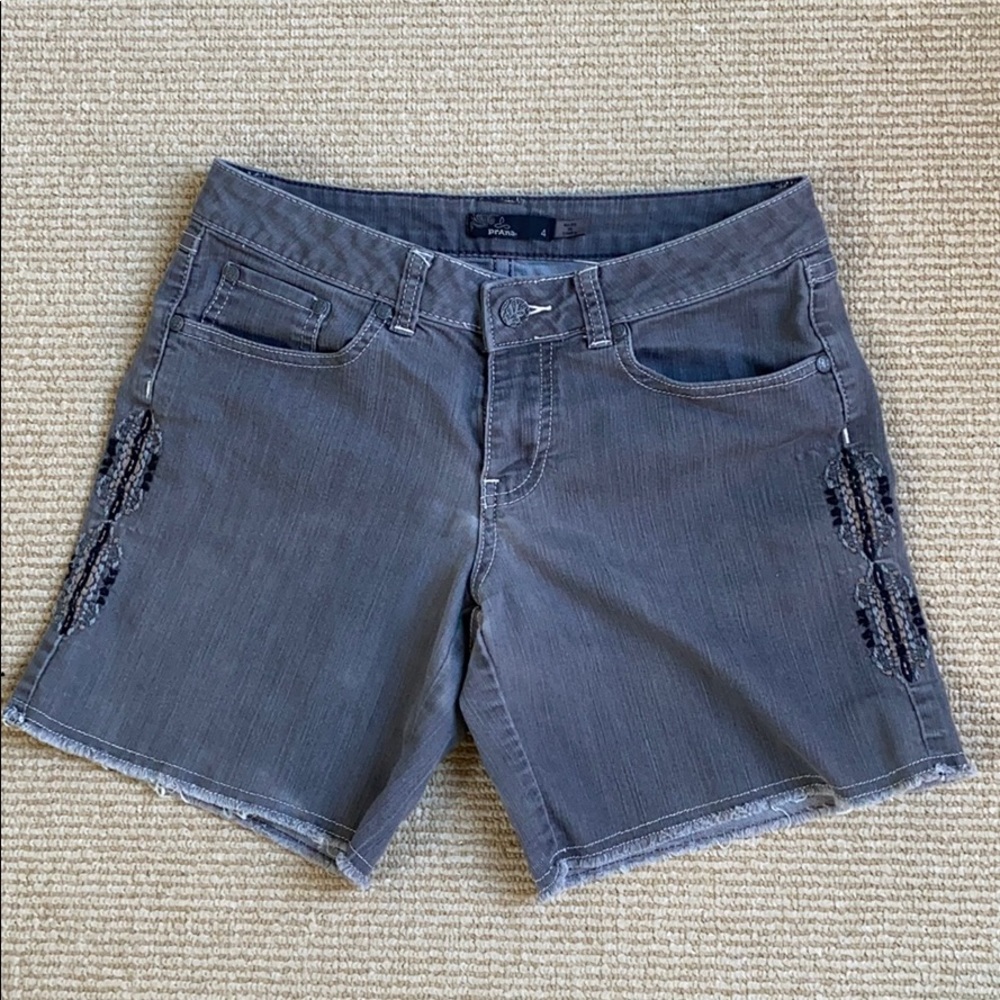Prana grey shorts with frayed edges sz 4